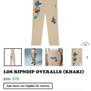 Ripndip Beige Overalls with Colorful Embroidery